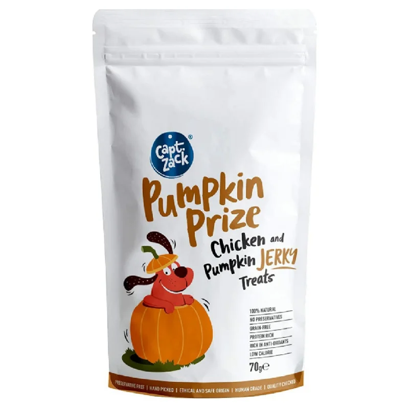 Capt Zack Pumpkin Prize Chicken and Pumpkin Jerky Treats 70gm