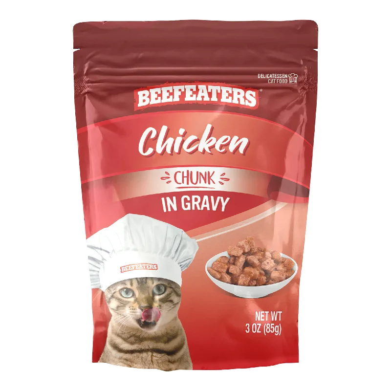 Beefeaters Wet Cat Food Pouch, Chicken Chunk in Gravy, 3 oz, Case of 24