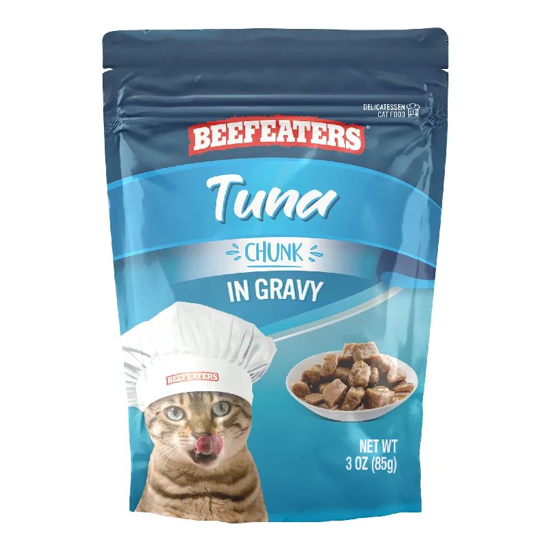 Beefeaters Wet Cat Food Pouch, Tuna Chunk in Gravy, 3 oz, Case of 24