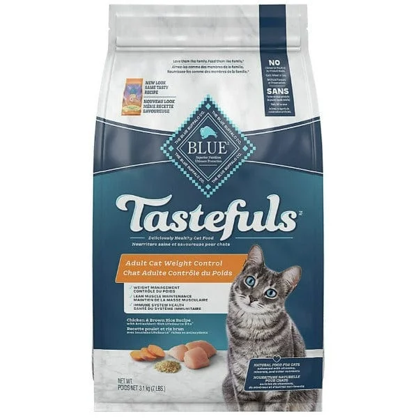 BLUE Tastefuls Weight Control Chicken & Brown Rice Recipe Dry Cat Food, 7lb