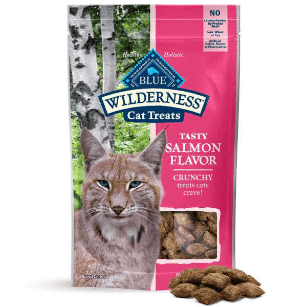 BLUE Wilderness Grain Free Crunchy Cat Treats; Tasty Salmon Flavor