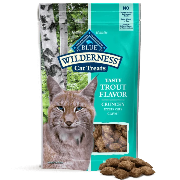 BLUE Wilderness Grain Free Crunchy Cat Treats; Tasty Trout Flavor