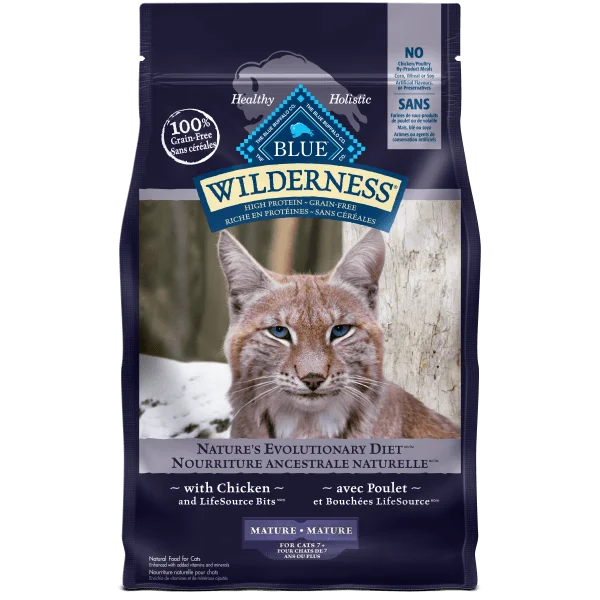 BLUE Wilderness Grain Free Mature Chicken Recipe Dry Cat Food, 5lb