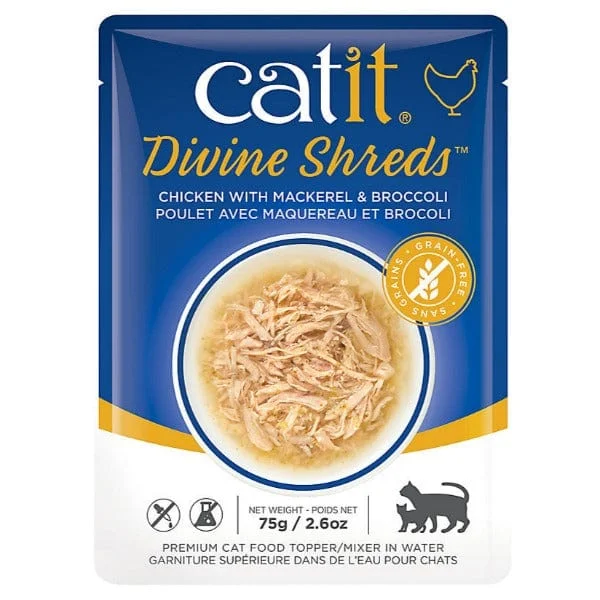 Catit Divine Shreds Chicken with Mackerel & Broccoli Cat Food Topper