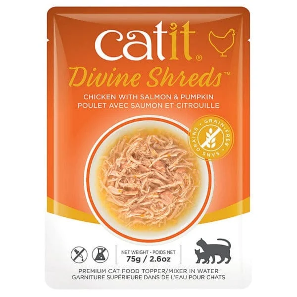 Catit Divine Shreds Chicken with Salmon & Pumpkin Cat Food Topper