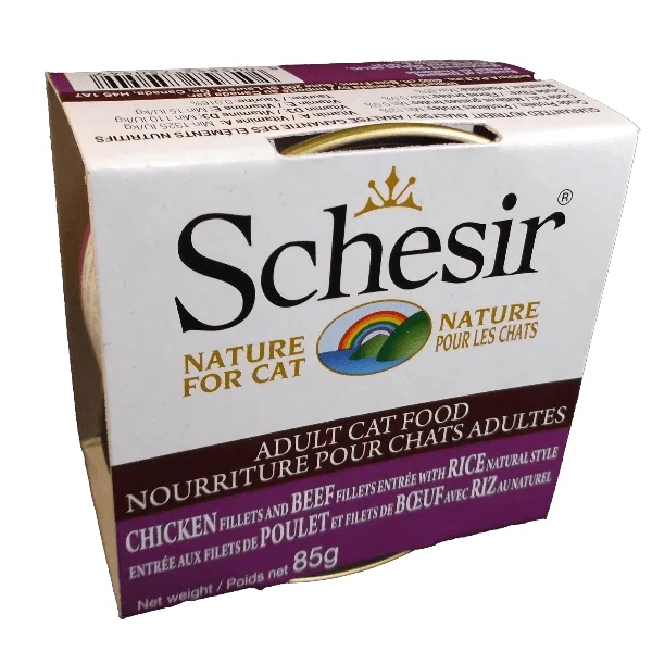 Schesir Chicken & Beef Fillets Entrée with Rice Natural Style Adult Wet Cat Food