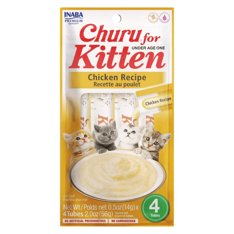 Creamy Cat Treat - CHURU FOR KITTEN - Chicken Recipe - 0.5 oz tube, 4 ct