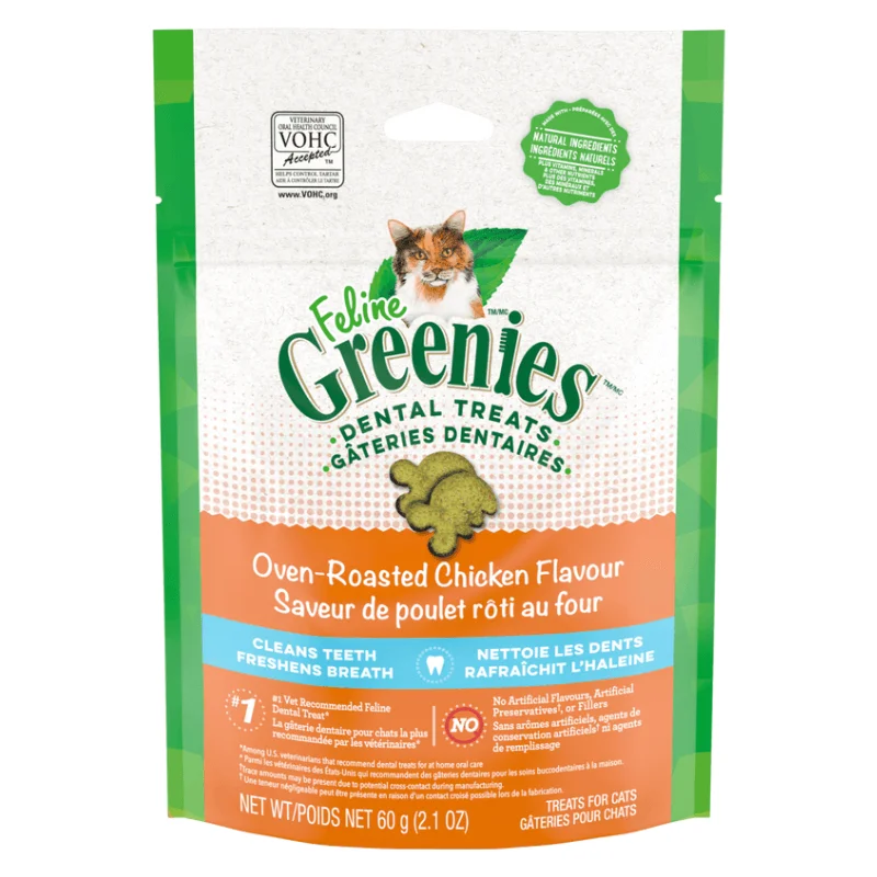 Cat Dental Treat - FELINE GREENIES, Oven-Roasted Chicken Flavor