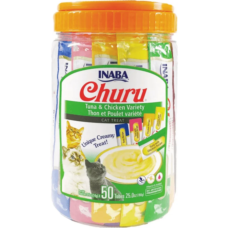 Creamy Cat Treat - CHURU - 50 ct Tuna & Chicken Variety Jar