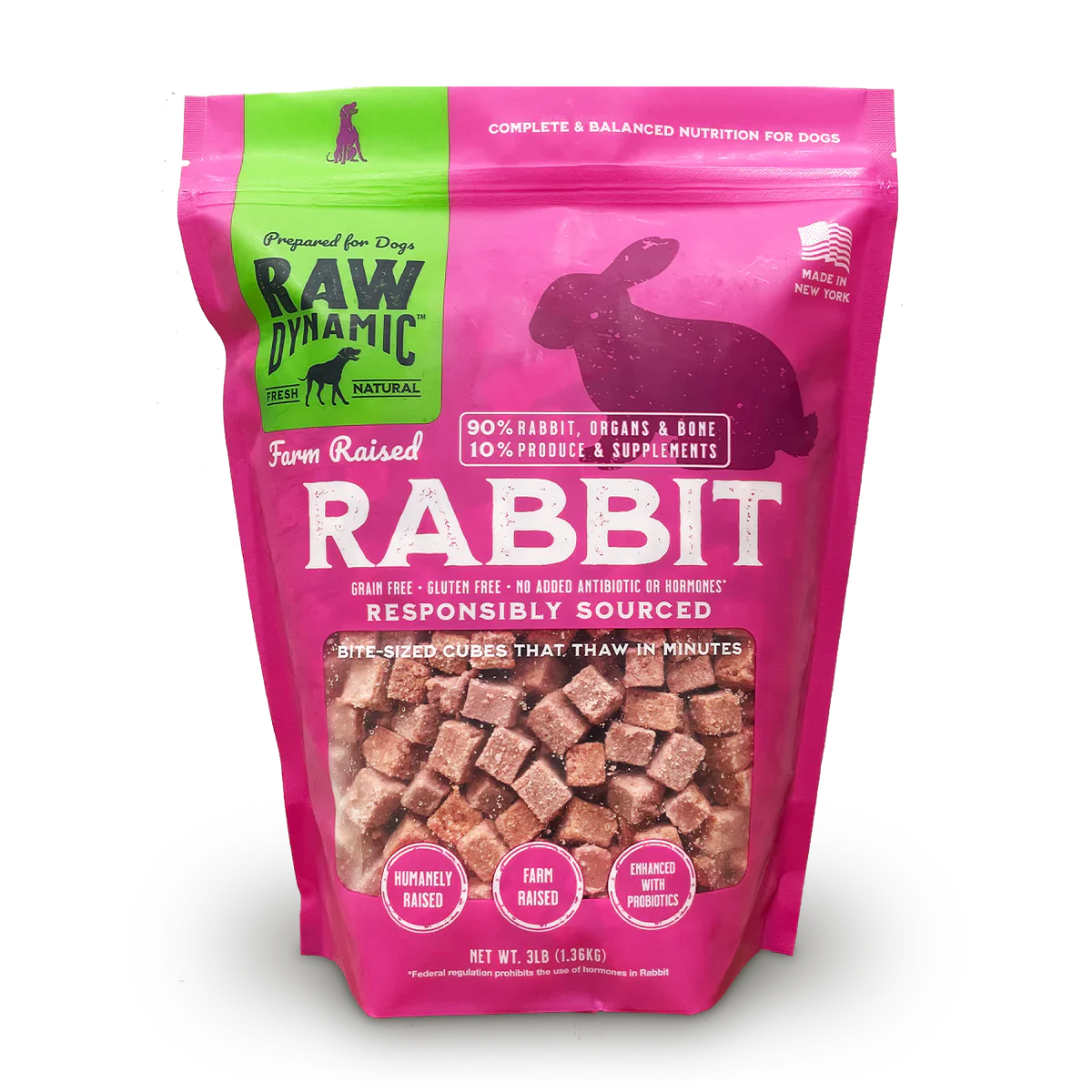 Raw Dynamic Frozen Raw Rabbit Formula for Dogs (6 LB)