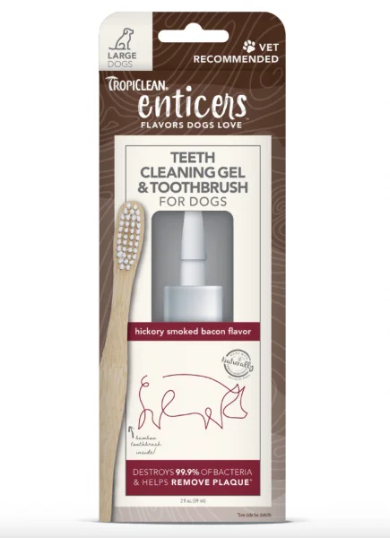 Tropiclean Enticers Dental Gel & Toothbrush Bacon Large